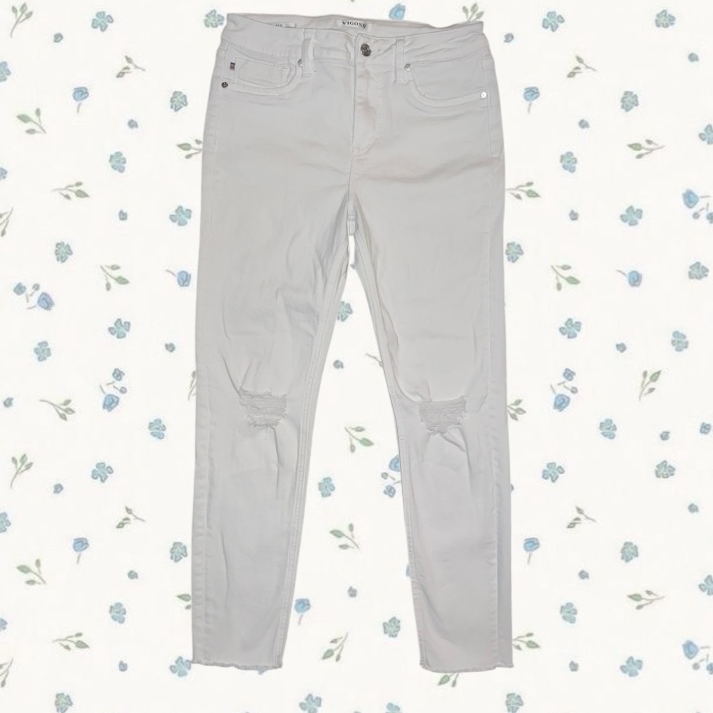 Vigoss White Distressed Ace High-Rise Skinny Jeans – Size 28